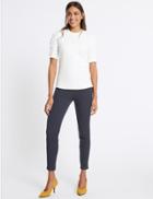 Marks & Spencer Mock Fly Bi Stretch Skinny Leg Trousers Dark Navy