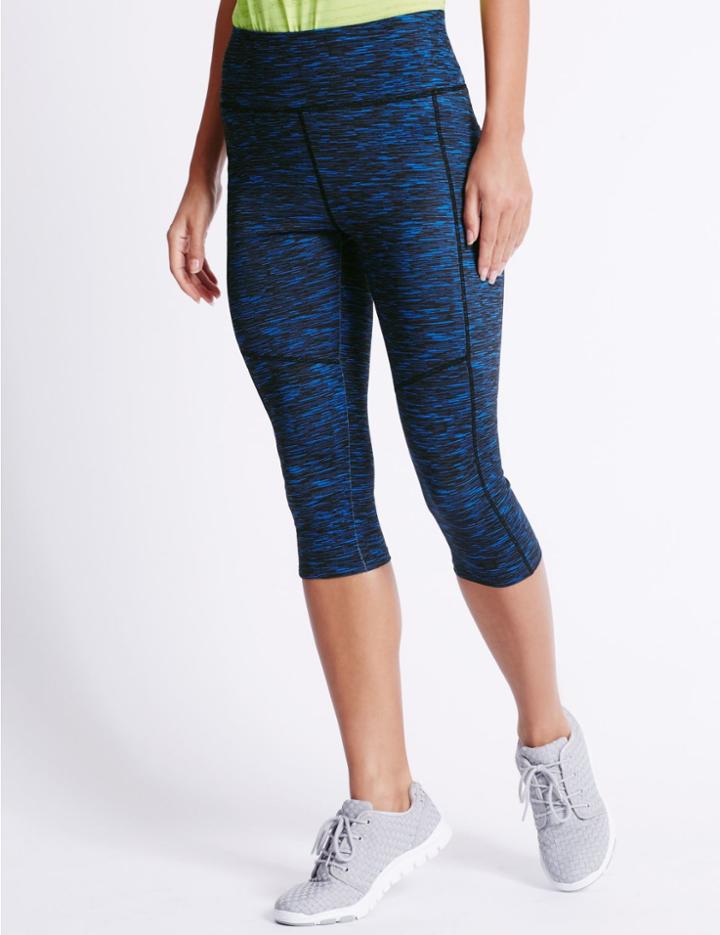Marks & Spencer Performance Textured Cropped Leggings Dark Blue Mix