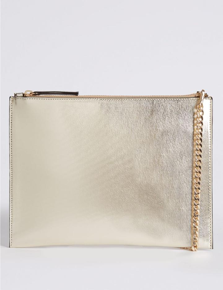 Marks & Spencer Faux Leather Chain Shoulder Bag Soft Gold