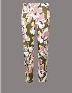 Marks & Spencer Floral Print Tapered Leg Trousers Magenta Mix