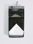Marks & Spencer 3 Piece Bow Tie, Cummerbunds & Pocket Square Set Black Mix