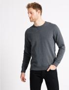 Marks & Spencer Cotton Rich Crew Neck Regular Fit Sweat Charcoal Mix