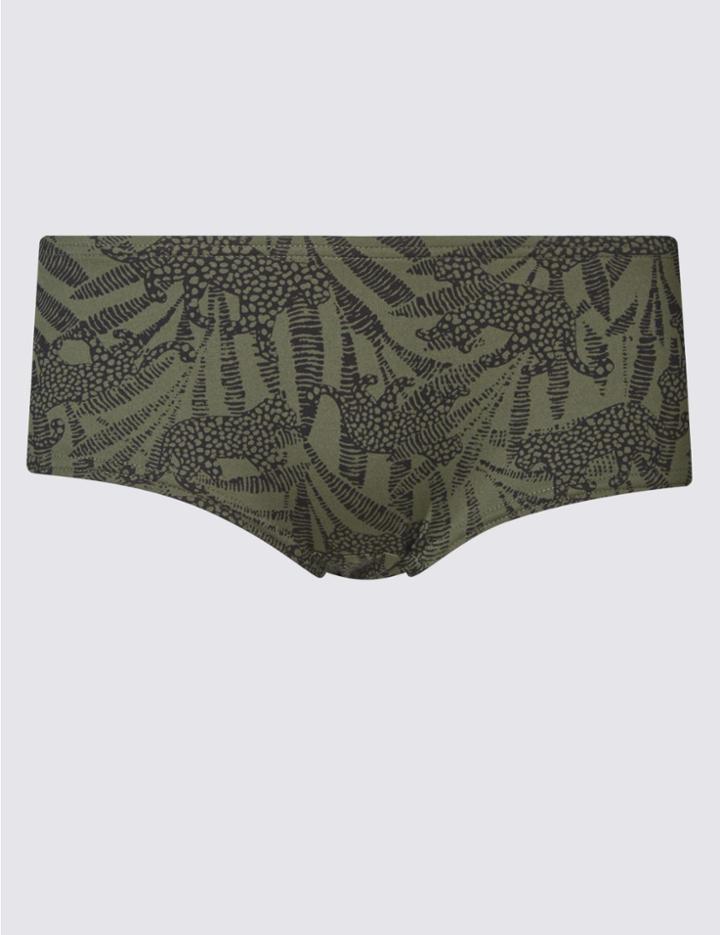 Marks & Spencer Animal Print Hipster Bikini Bottoms Khaki Mix