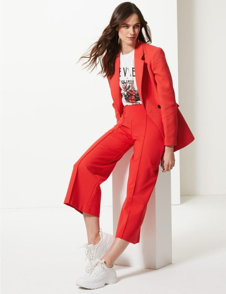 Marks & Spencer Ponte Wide Leg 7/8th Trousers Red