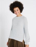 Marks & Spencer Ribbed Round Neck Jumper Silver Grey
