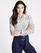 Marks & Spencer Striped Long Sleeve Shirt Ivory Mix