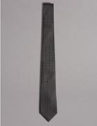 Marks & Spencer Pure Silk Spotted Tie Dark Grey