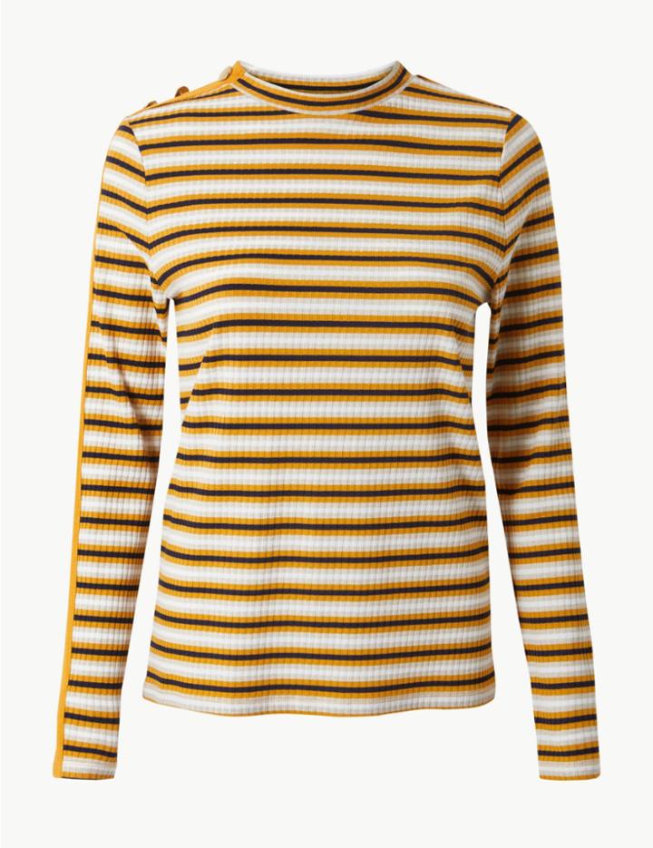 Marks & Spencer Striped Round Neck Long Sleeve T-shirt Multi