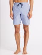 Marks & Spencer Quick Dry Striped Swim Shorts With Pocket Blue Mix