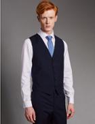 Marks & Spencer Navy Wool Rich Waistcoat With Lycra Navy