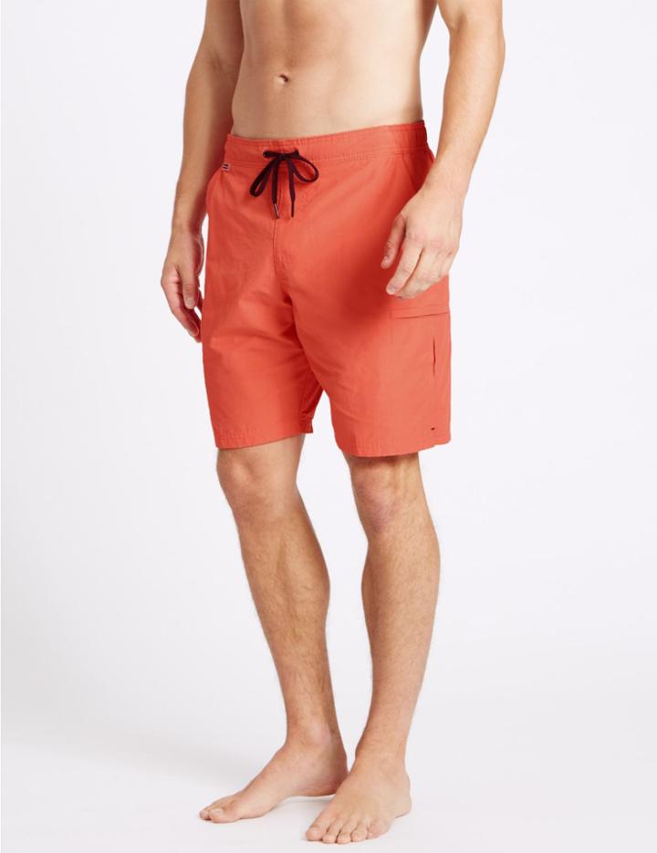 Marks & Spencer Cotton Rich Quick Dry Swim Shorts Coral