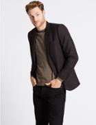 Marks & Spencer Wool Blend Textured Slim Fit Jacket Burgundy