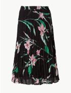 Marks & Spencer Floral Print Fit & Flare Skirt Black Mix