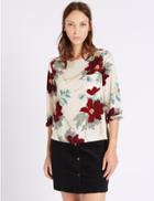 Marks & Spencer Floral Print 3/4 Sleeve Shell Top Pink Mix