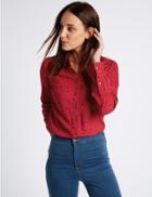 Marks & Spencer Star Print Long Sleeve Shirt Red Mix