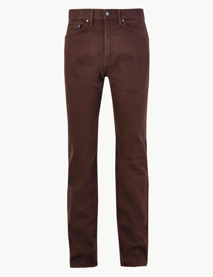 Marks & Spencer Regular Fit Stretch Jeans With Stormwear&trade; Burgundy