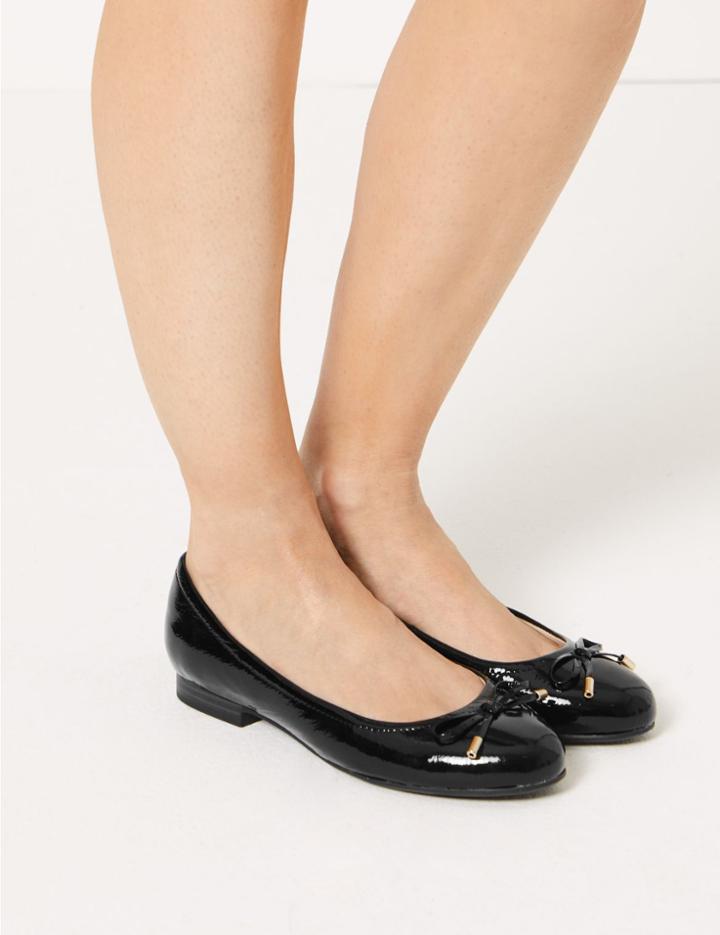 Marks & Spencer Leather Bow Detailed Pumps Black