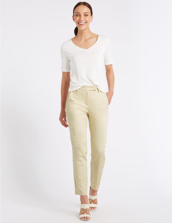 Marks & Spencer Cotton Rich Slim Leg 7/8 Trousers Maize