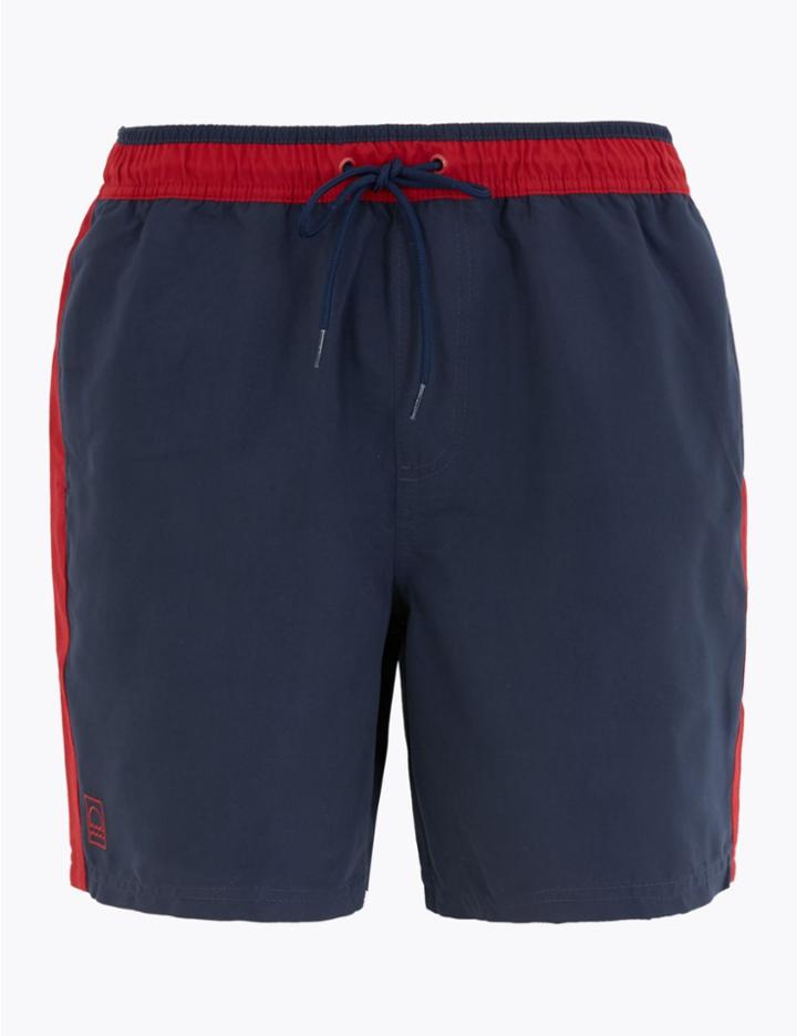 Marks & Spencer Side Panel Striped Swim Shorts Navy