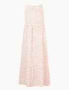 Marks & Spencer Pure Cotton Floral Print Midi Slip Dress Ivory Mix