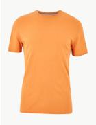Marks & Spencer Slim Fit Pure Cotton Crew Neck T-shirt Gold