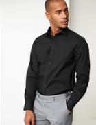 Marks & Spencer Cotton Blend Tailored Fit Shirt Black