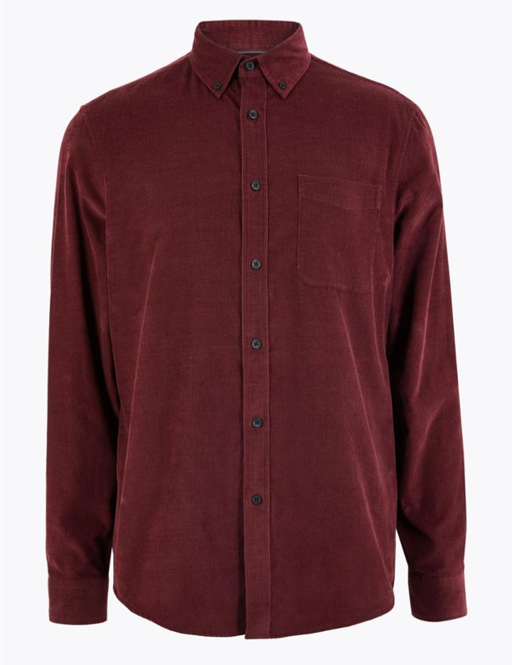 Marks & Spencer Pure Cotton Corduroy Shirt Rust