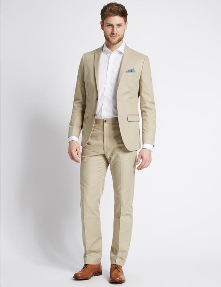 Marks & Spencer Pure Cotton 2 Button Jacket Navy