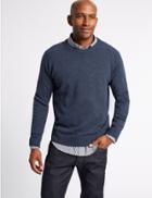 Marks & Spencer Pure Lambswool Crew Neck Jumper Denim