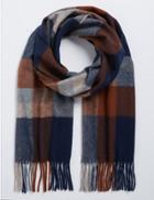 Marks & Spencer Exploded Checked Wool Woven Scarf Rust Mix
