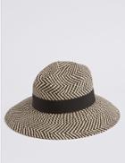 Marks & Spencer Zig Zag Fedora Hat Black Mix