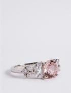 Marks & Spencer Platinum Plated Diamant Rose Ring Pale Pink Mix