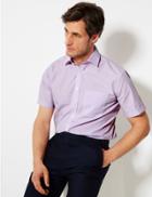 Marks & Spencer 2 Pack Cotton Blend Tailored Fit Shirts Lilac Mix