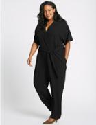 Marks & Spencer Curve Pleated Front Wrap Jumpsuit Black