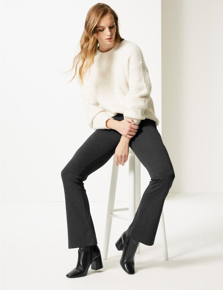 Marks & Spencer Ponte Slim Bootcut Trousers Charcoal