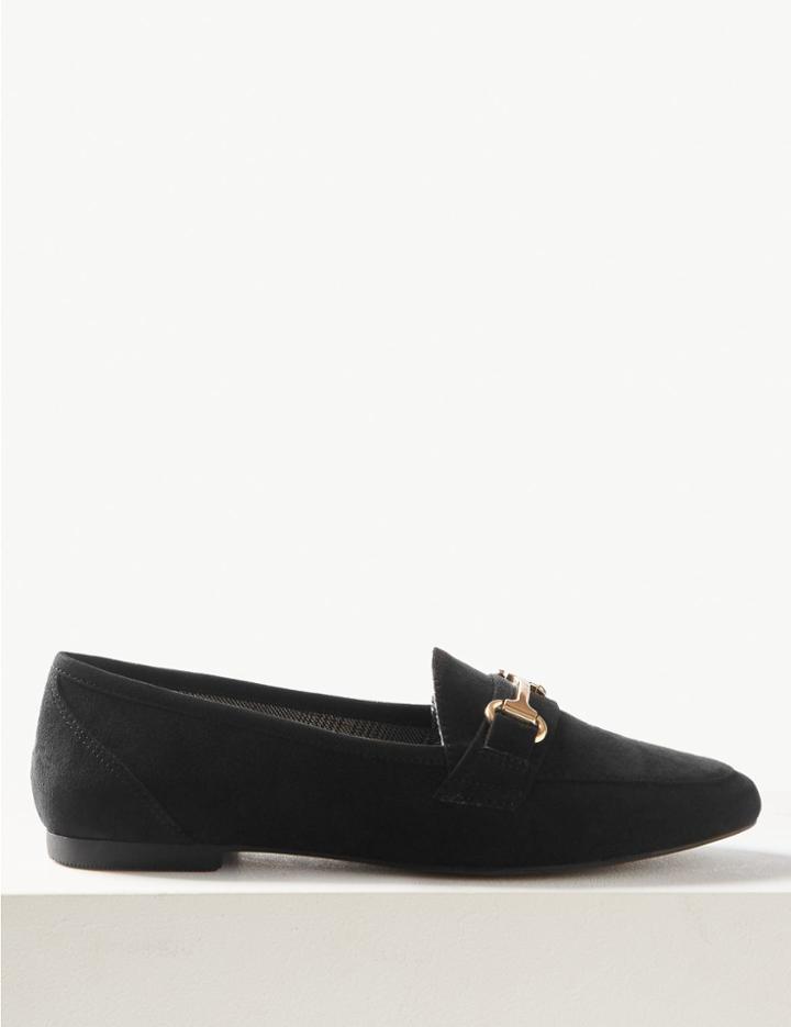 Marks & Spencer Wide Fit Metal Trim Loafers Black