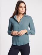 Marks & Spencer Scallop Edge Long Sleeve Shirt Teal