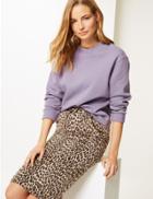 Marks & Spencer Cotton Rich Long Sleeve Sweatshirt Light Purple