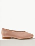 Marks & Spencer Leather High Cut Ballerina Pumps Light Rose