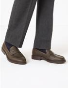 Marks & Spencer Leather Heavyweight Saddle Loafers Brown