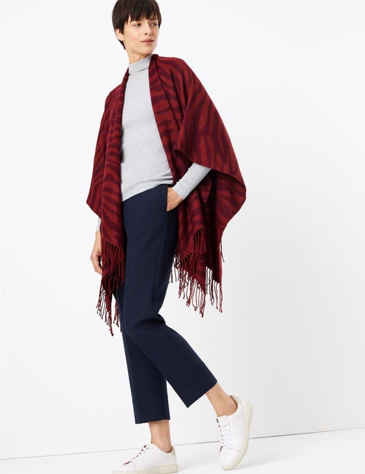 Marks & Spencer Animal Print Wrap Burgundy