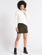 Marks & Spencer Cotton Rich Cord A-line Mini Skirt Khaki