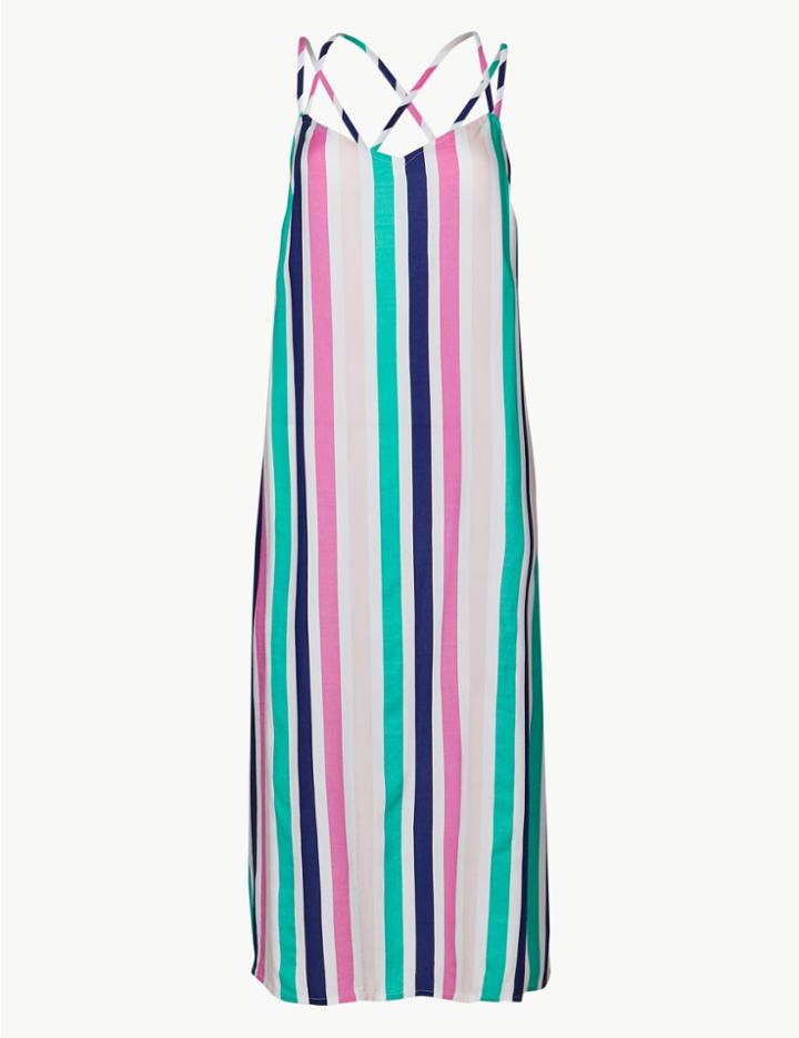Marks & Spencer Striped Slip Beach Dress Pink Mix