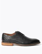 Marks & Spencer Leather Saffiano Print Derby Shoes Black