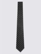 Marks & Spencer Pure Silk Spotted Tie & Pocket Square Set Black Mix