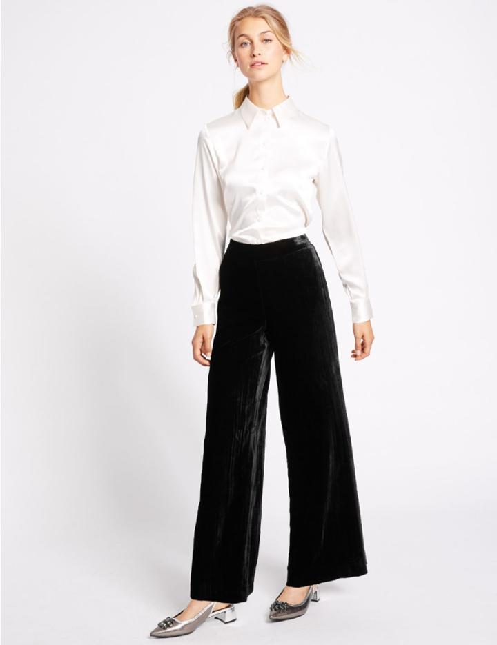 Marks & Spencer Velvet Wide Leg Trousers Black