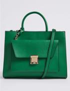 Marks & Spencer Faux Leather Tote Bag With Removable Clutch Green
