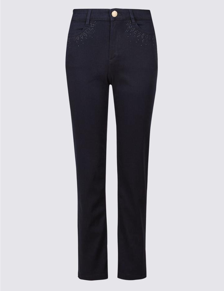 Marks & Spencer Petite Roma Rise Straight Leg Jeans Indigo