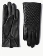 Marks & Spencer Leather Quilted Cuff Gloves Black