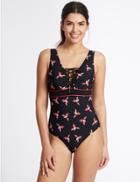 Marks & Spencer Secret Slimming&trade; Bird Print Swimsuit Black Mix